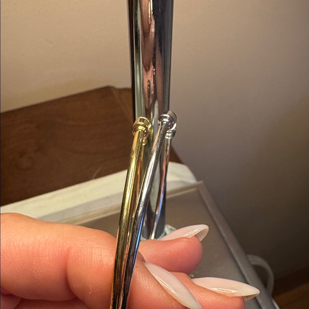 Gold and Silver Minimalist Bangle Bracelets - Picture 6 of 7